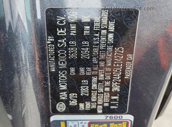 3KPF24AD5LE142725 2020 KIA FORTE Blue Вид підкапотного простору