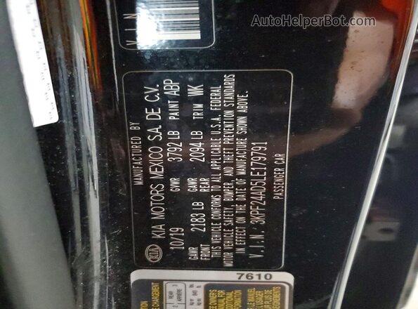 3KPF24AD5LE179791 2020 KIA FORTE Черный Вид наклейки с VIN-кодом