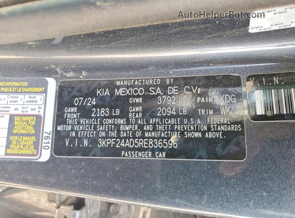 3KPF24AD5RE836596 2024 KIA FORTE Серый Вид подкапотного пространства