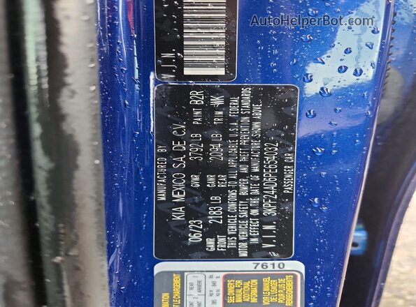 3KPF24AD6PE654032 2023 KIA FORTE Blue Շարժիչի բաժամունքի տեսք