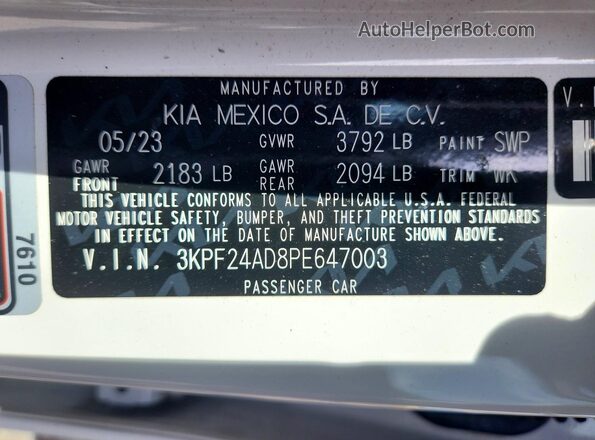3KPF24AD8PE647003 2023 KIA FORTE White Вид підкапотного простору