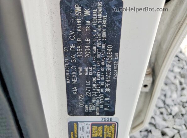 3KPF44AC6NE456940 2022 KIA FORTE White ძრავის განყოფილების ხედი