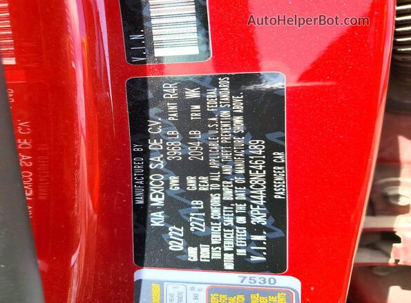 3KPF44AC8NE461489 2022 KIA FORTE Red ძრავის განყოფილების ხედი
