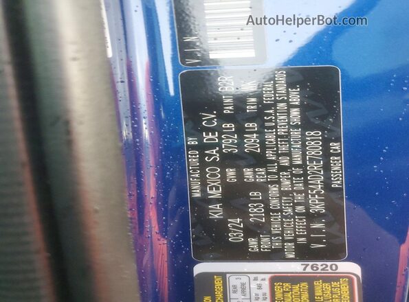 3KPF54AD2RE780818 2024 KIA FORTE Blue Widok komory silnika