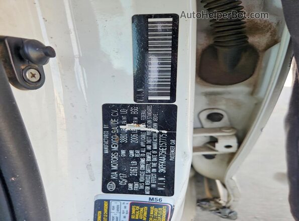 3KPFK4A75HE157775 2017 KIA FORTE White VIN sticker view