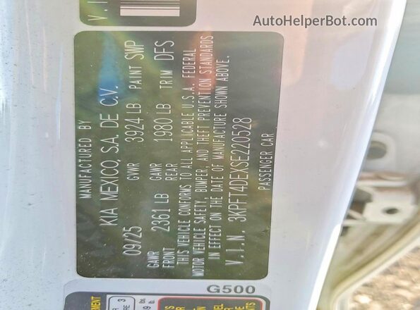 3KPFT4DEXSE220528 2025 KIA K4 Белый Вид подкапотного пространства