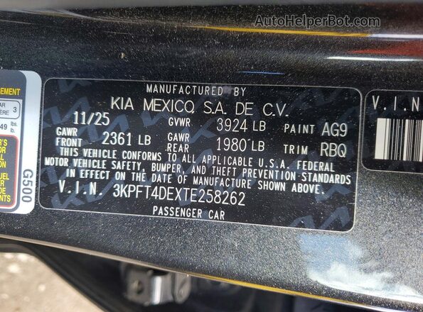 3KPFT4DEXTE258262 2026 KIA K4 Black Engine compartment view