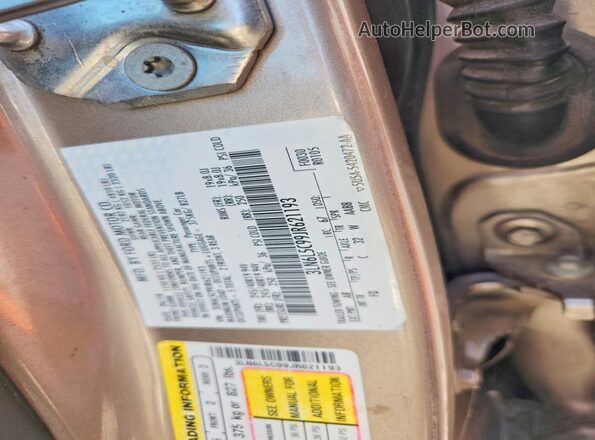 3LN6L5C99JR621193 2018 LINCOLN MKZ Золотой Вид наклейки с VIN-кодом