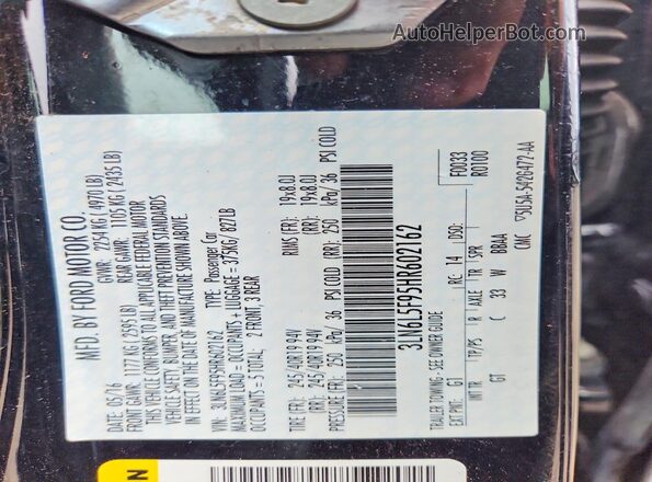 3LN6L5F95HR602162 2017 LINCOLN MKZ Black Widok komory silnika