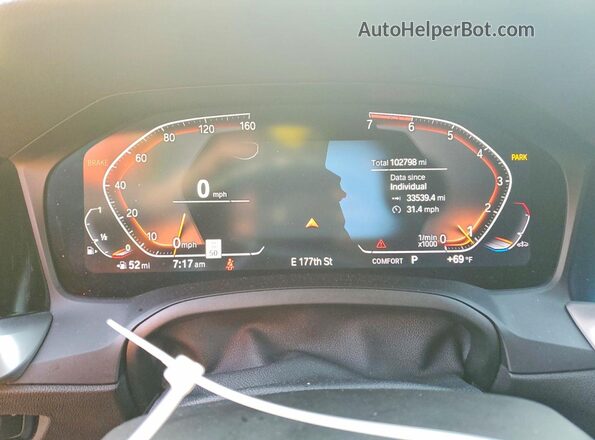 3MW5R1J07L8B18862 2020 BMW 3 SERIES Blue Սարքավորումների վահանակի տեսք