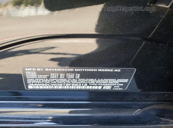 3MW89CW08T8F88318 2026 BMW 3 SERIES Black VIN sticker view