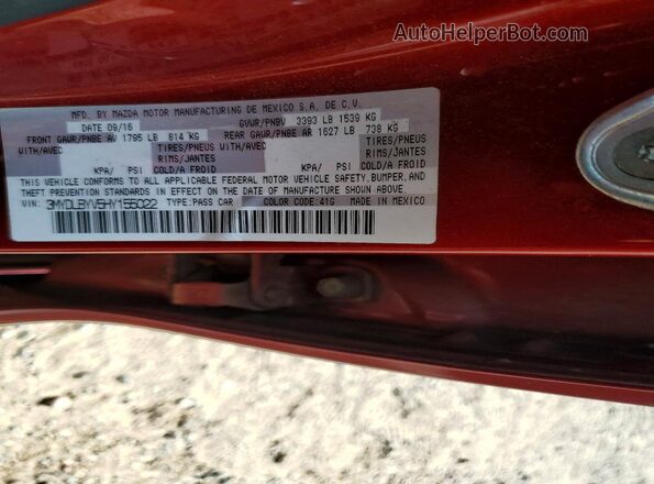 3MYDLBYV5HY155022 2017 TOYOTA YARIS Red Vista de la etiqueta del VIN
