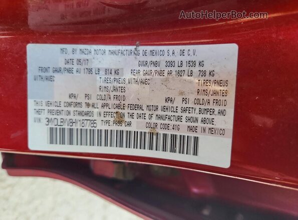 3MYDLBYV8HY187785 2017 TOYOTA YARIS Красный Вид подкапотного пространства