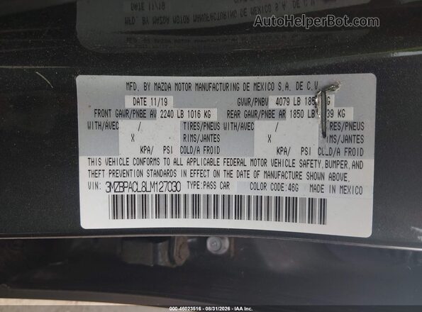 3MZBPACL8LM127030 2020 MAZDA 3 Gray Вид підкапотного простору