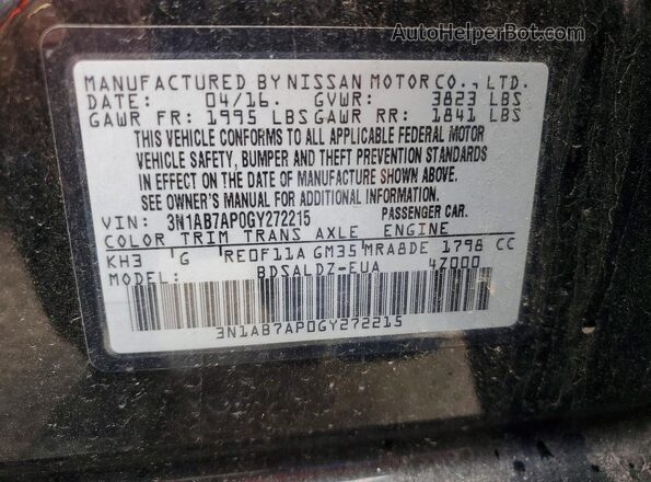 3N1AB7AP0GY272215 2016 NISSAN SENTRA Черный Вид подкапотного пространства