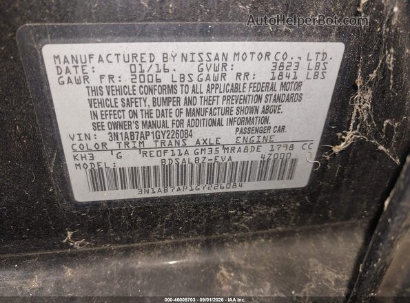 3N1AB7AP1GY226084 2016 NISSAN SENTRA Black Vista del compartimento del motor