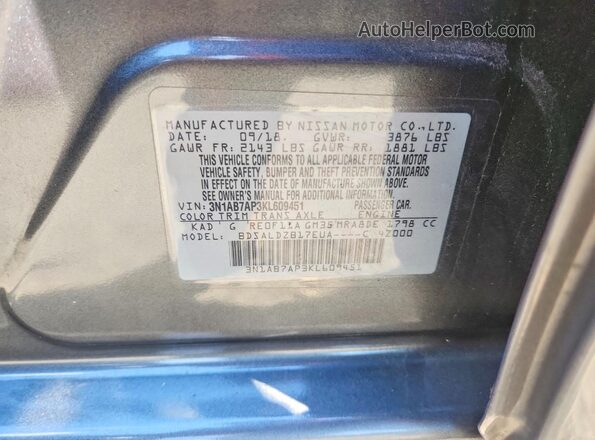3N1AB7AP3KL609451 2019 NISSAN SENTRA Gray Engine compartment view