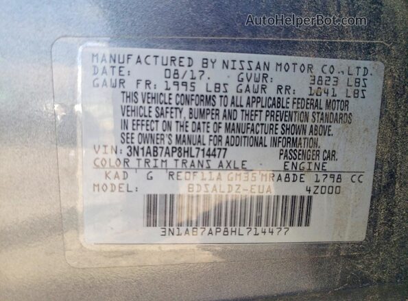 3N1AB7AP8HL714477 2017 NISSAN SENTRA Gray Widok komory silnika
