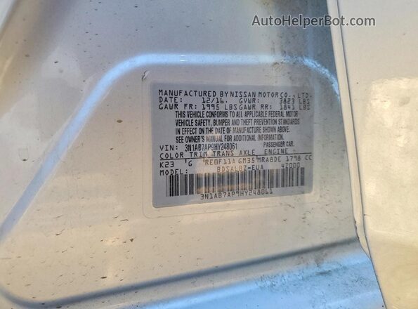 3N1AB7AP9HY248061 2017 NISSAN SENTRA Silver Вид наклейки з VIN-кодом