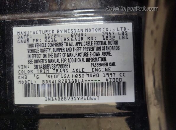 3N1AB8BV3SY260667 2025 NISSAN SENTRA Black Вид підкапотного простору