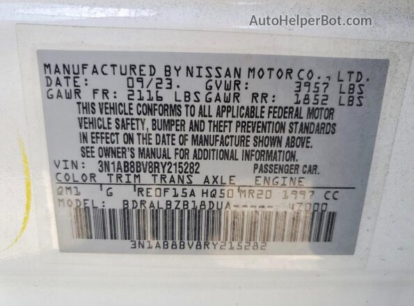 3N1AB8BV8RY215282 2024 NISSAN SENTRA Белый Вид наклейки с VIN-кодом