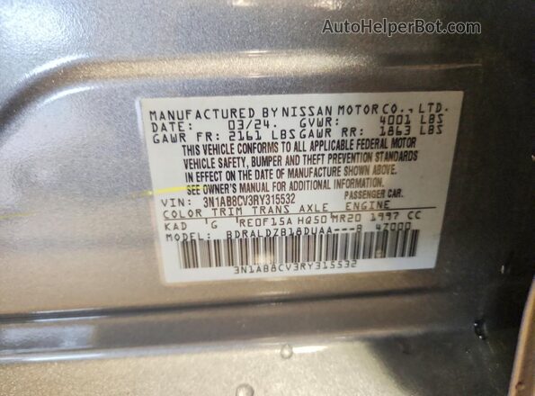 3N1AB8CV3RY315532 2024 NISSAN SENTRA Gray ძრავის განყოფილების ხედი