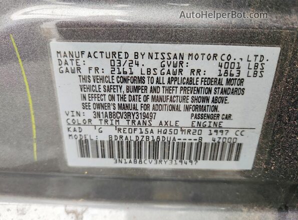 3N1AB8CV3RY319497 2024 NISSAN SENTRA Gray Вид підкапотного простору