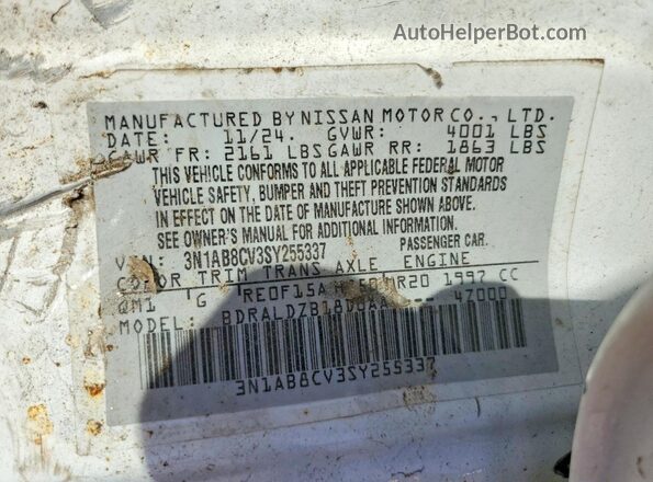 3N1AB8CV3SY255337 2025 NISSAN SENTRA White Engine compartment view