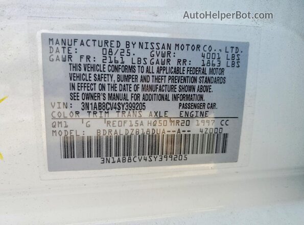 3N1AB8CV4SY399205 2025 NISSAN SENTRA White Вид підкапотного простору