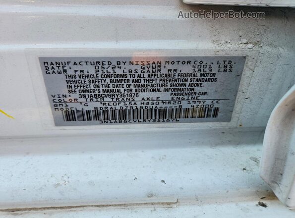 3N1AB8CV6RY351876 2024 NISSAN SENTRA White Vista del compartimento del motor