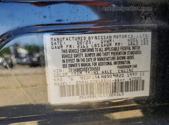 3N1AB8CV6SY304563 2025 NISSAN SENTRA Black Вид наклейки з VIN-кодом