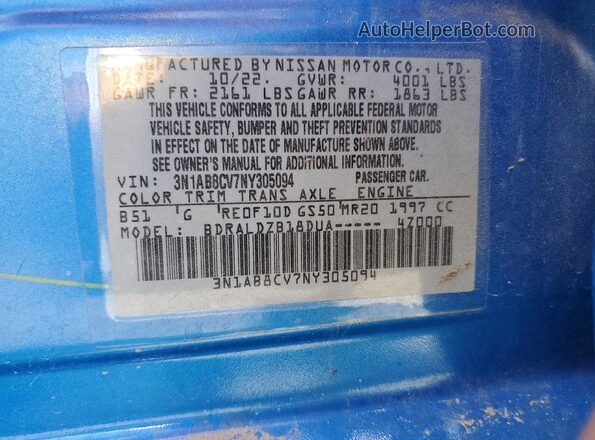 3N1AB8CV7NY305094 2022 NISSAN SENTRA Blue Engine compartment view