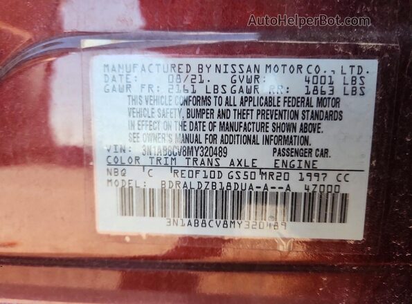 3N1AB8CV8MY320489 2021 NISSAN SENTRA Burgundy Вид підкапотного простору