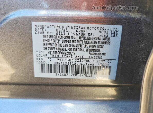 3N1AB8CVXMY249618 2021 NISSAN SENTRA Серый Вид подкапотного пространства