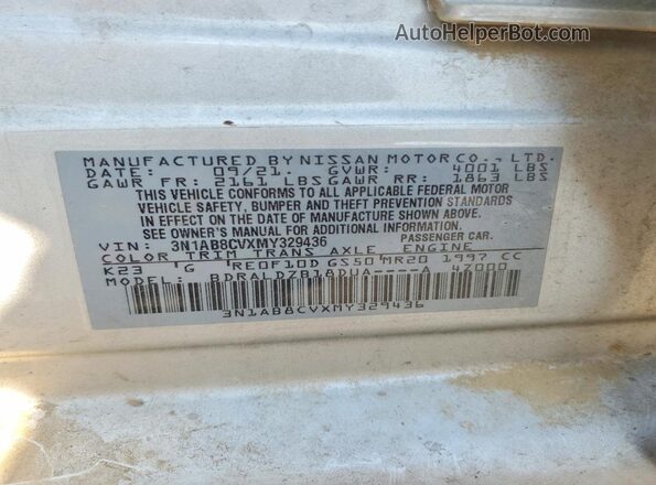3N1AB8CVXMY329436 2021 NISSAN SENTRA Silver Вид підкапотного простору