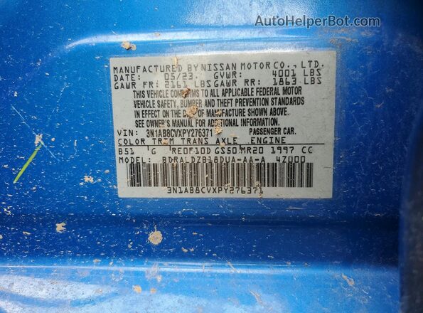 3N1AB8CVXPY276371 2023 NISSAN SENTRA Blue Engine compartment view