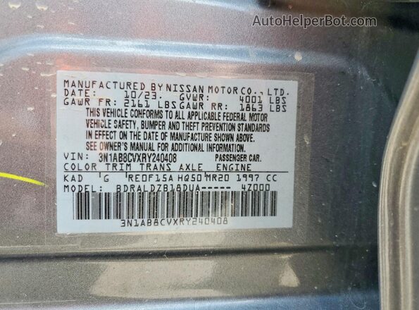 3N1AB8CVXRY240408 2024 NISSAN SENTRA Gray Widok komory silnika