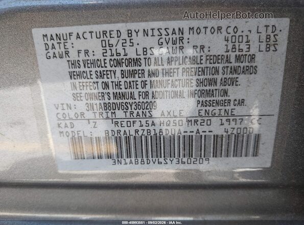 3N1AB8DV6SY360209 2025 NISSAN SENTRA Коричневый Вид подкапотного пространства