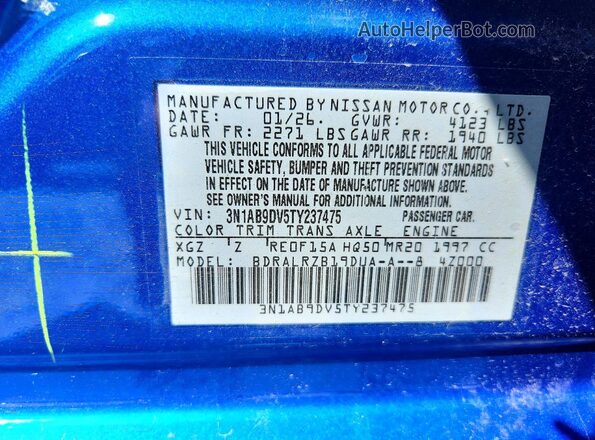 3N1AB9DV5TY237475 2026 NISSAN SENTRA Blue Engine compartment view