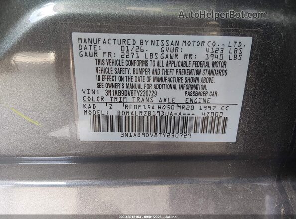 3N1AB9DV8TY230729 2026 NISSAN SENTRA Gray ძრავის განყოფილების ხედი