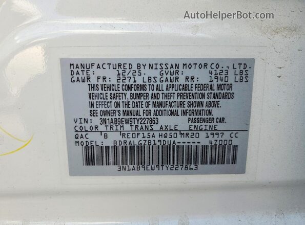 3N1AB9EW9TY227863 2026 NISSAN SENTRA White Engine compartment view
