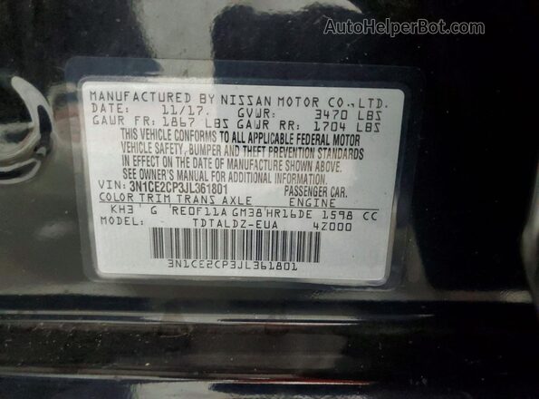 3N1CE2CP3JL361801 2018 NISSAN VERSA Black Vista del compartimento del motor