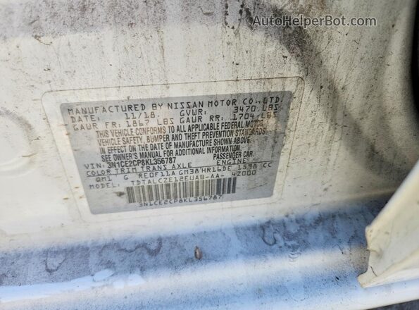 3N1CE2CP8KL356787 2019 NISSAN VERSA White Շարժիչի բաժամունքի տեսք