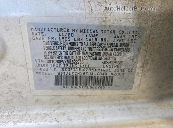 3N1CN8EVXML822785 2021 NISSAN VERSA Silver Engine compartment view