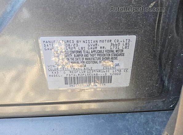3N1CP5BV4PL564054 2023 NISSAN KICKS Серый Вид наклейки с VIN-кодом