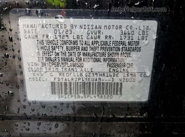 3N1CP5BV5PL498520 2023 NISSAN KICKS Black Vista del compartimento del motor