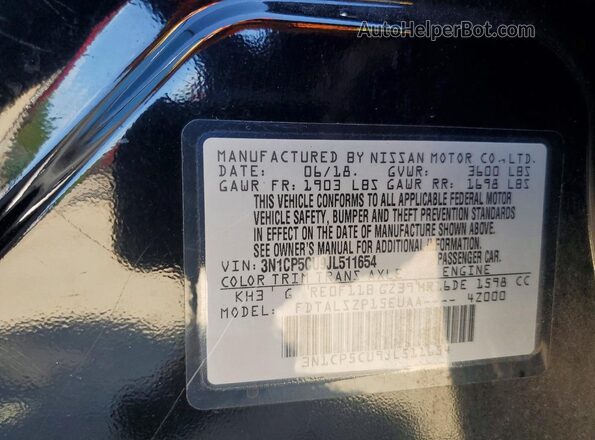 3N1CP5CU9JL511654 2018 NISSAN KICKS Black Vista del compartimento del motor