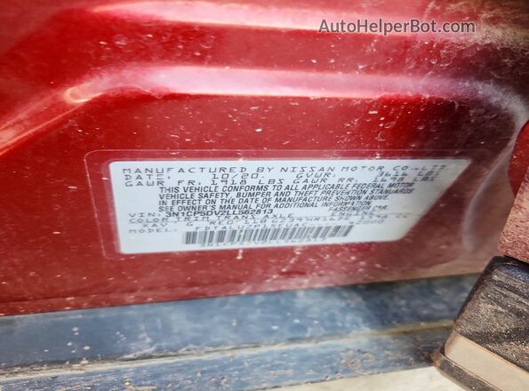 3N1CP5DV2LL562813 2020 NISSAN KICKS Red Widok naklejki z numerem VIN