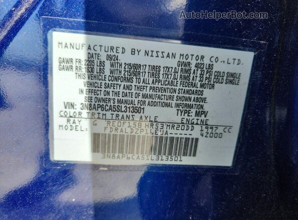 3N8AP6CA5SL313501 2025 NISSAN KICKS Blue Widok wnętrza 360 stopni