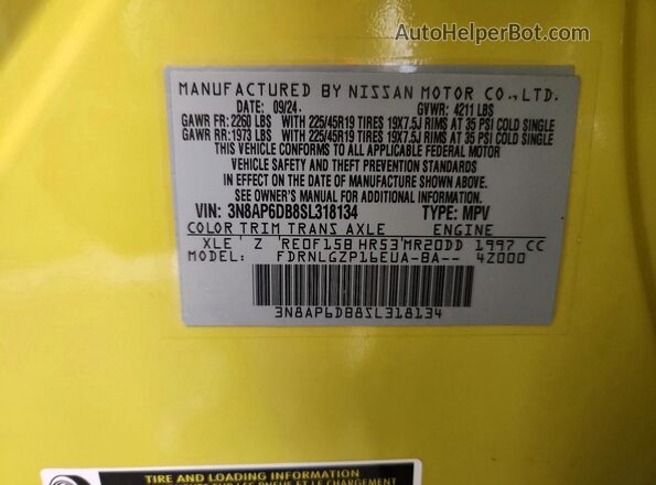 3N8AP6DB8SL318134 2025 NISSAN KICKS Желтый Панорамный вид салона 360°